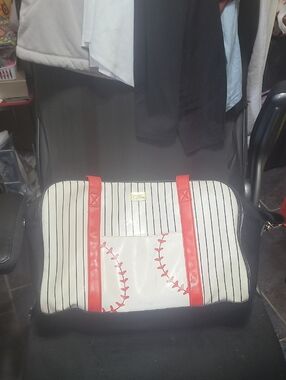 Luv Betsey By Betsey Johnson Striped White & Red Baseball-Accent Duffle Bag NWOT